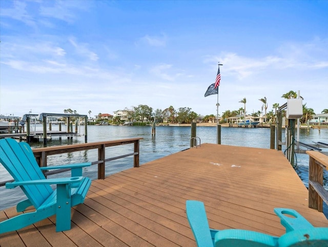 dock area featuring a water view