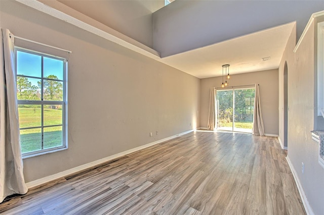 empty room featuring light hardwood / wood-style flooring