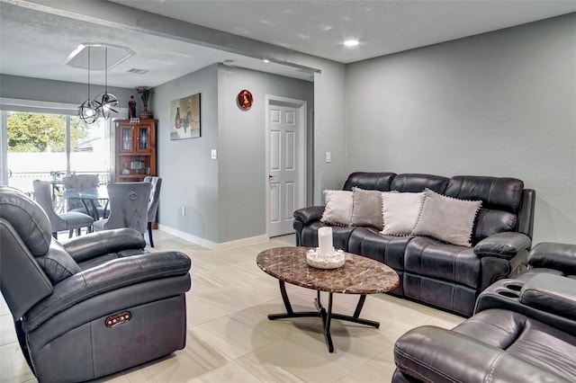 view of tiled living room