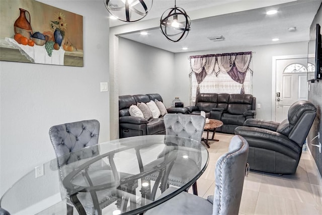 living room with light tile patterned floors