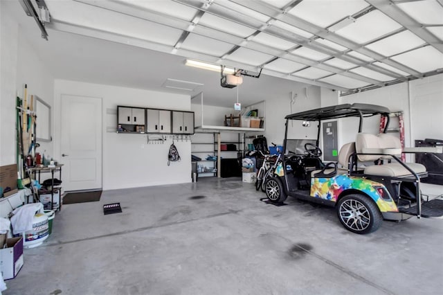 garage with a garage door opener