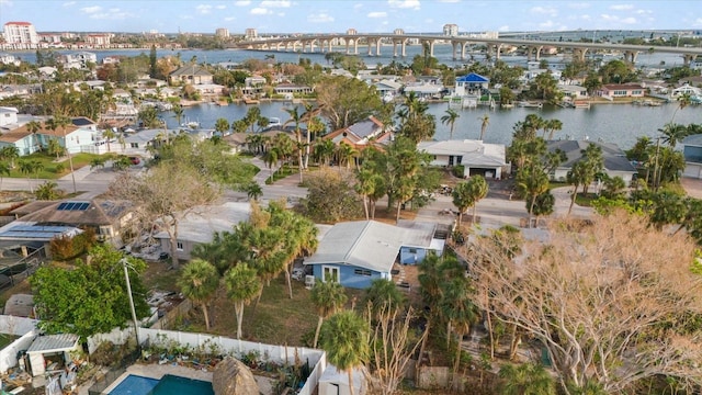 3863 Belle Vista Dr E, St Pete Beach, FL 33706 - aerial view of property's location with a notable bridge, a large body of water, and nearby suburban area