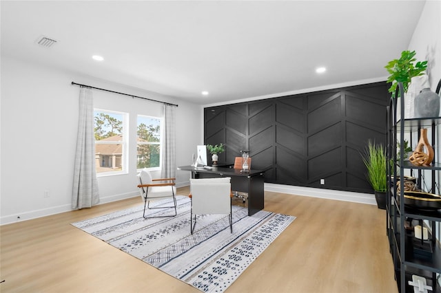 office featuring light hardwood / wood-style flooring