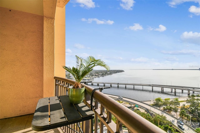 balcony with a water view