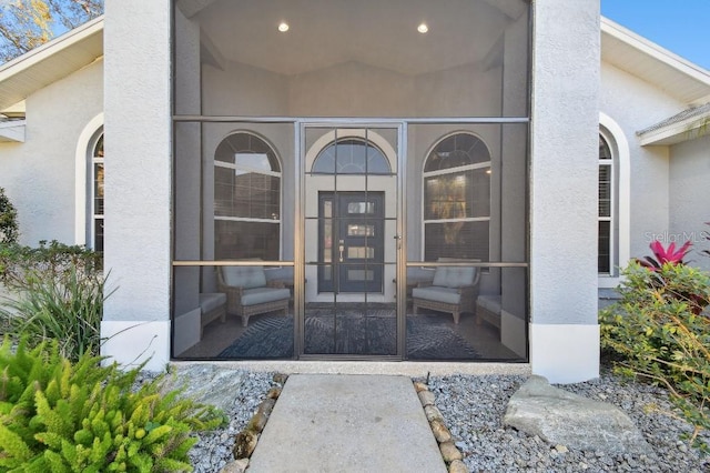 doorway to property featuring french doors