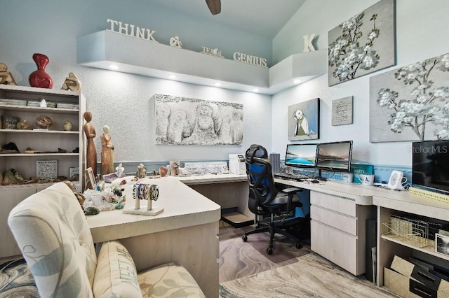 home office with built in desk