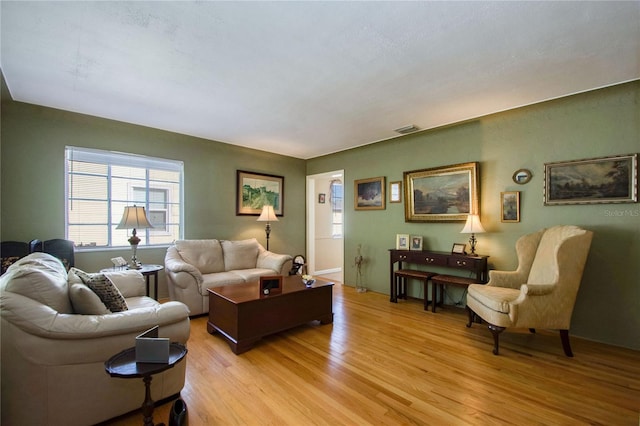 living room featuring light hardwood / wood-style flooring