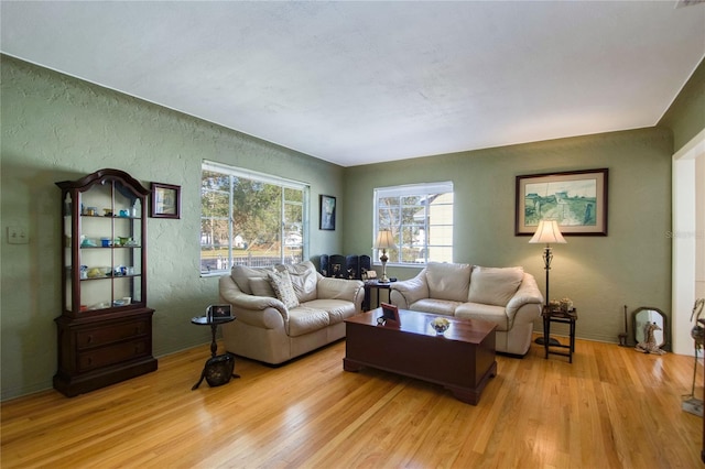 living room featuring light wood-type flooring