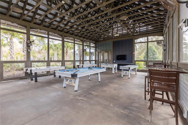 sunroom with pool table