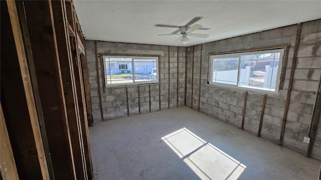 spare room featuring plenty of natural light and ceiling fan