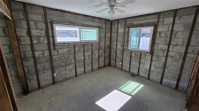 interior space featuring a wealth of natural light and a ceiling fan