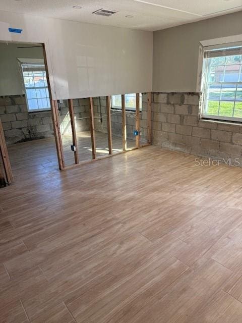 basement featuring hardwood / wood-style floors