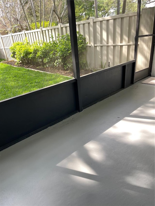 view of unfurnished sunroom