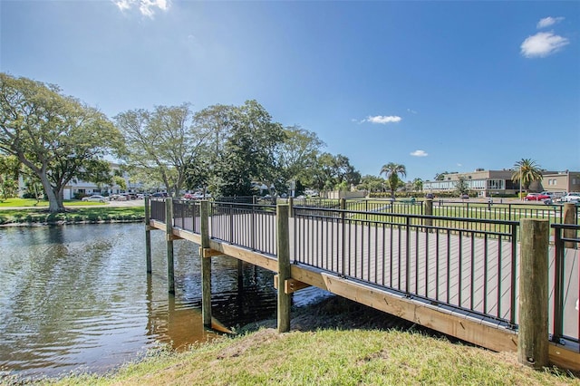 dock area featuring a water view