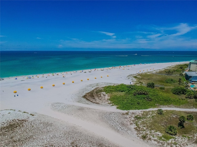 property view of water featuring a beach view