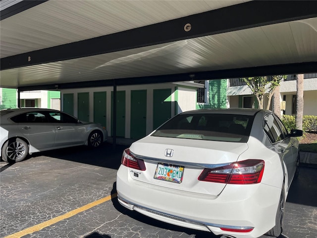 garage with a carport