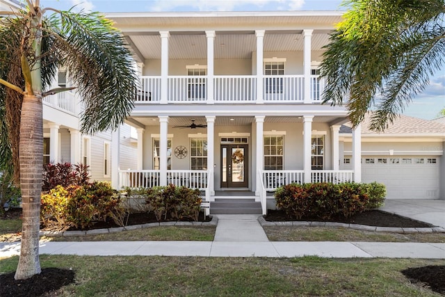 view of front facade featuring a garage and covered porch