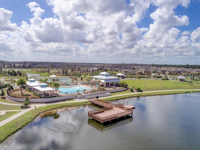 bird's eye view featuring a water view