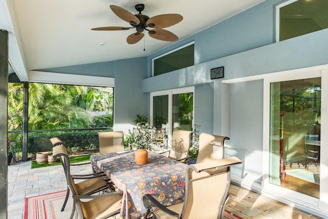 view of patio featuring ceiling fan