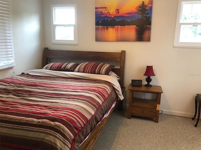 bedroom with carpet flooring and multiple windows