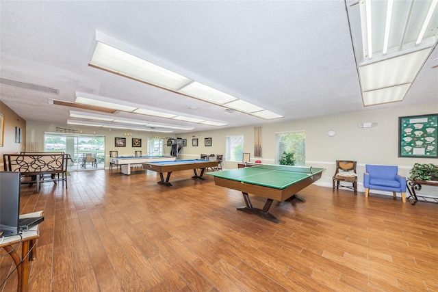 playroom featuring pool table and light wood-style flooring