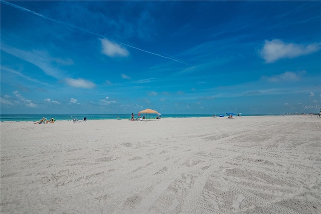 property view of water with a beach view