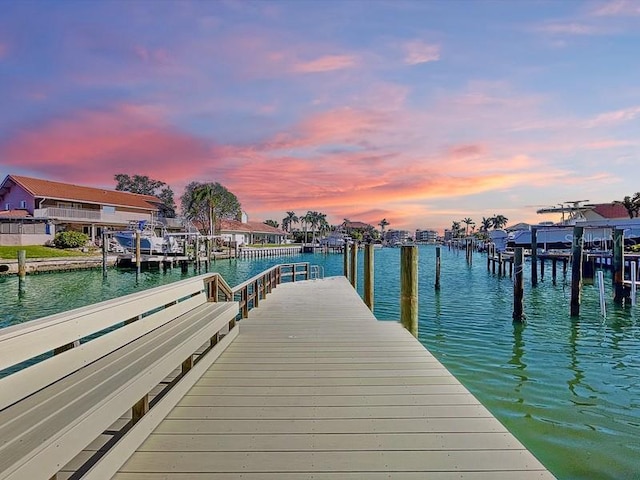 view of dock featuring a water view