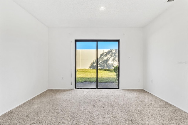 empty room featuring carpet and a textured ceiling