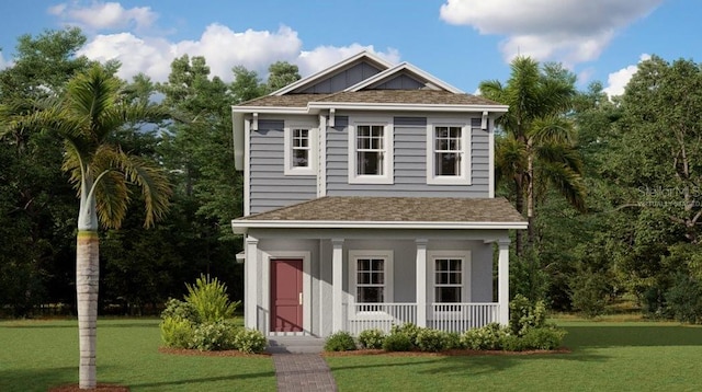 view of outdoor structure with a porch and a yard