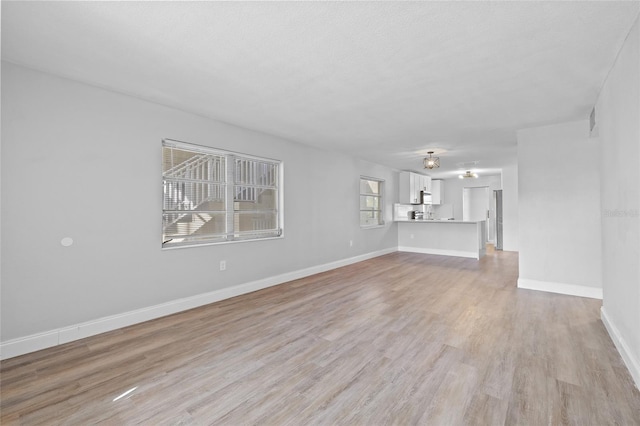 unfurnished living room with light hardwood / wood-style floors