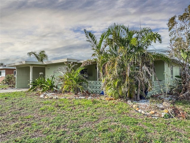 view of front of property with a garage