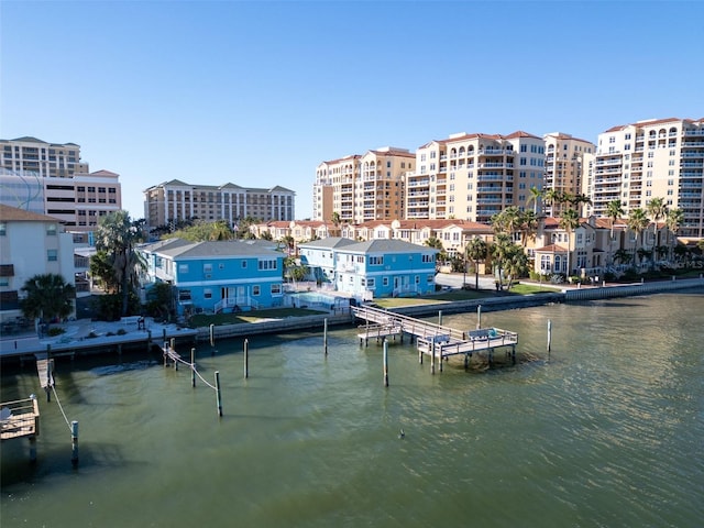 dock area featuring a water view