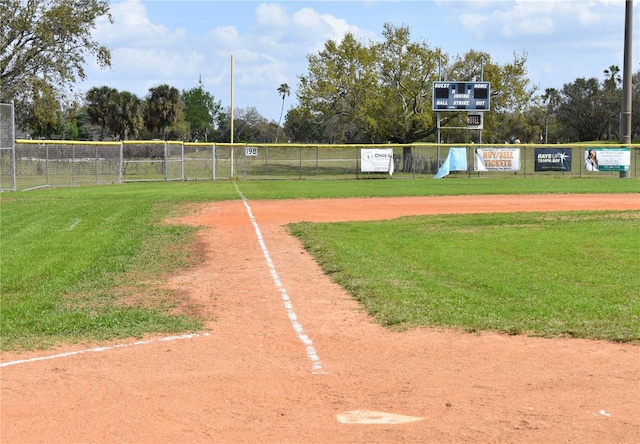 surrounding community featuring a lawn and fence