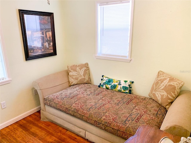 bedroom with hardwood / wood-style floors