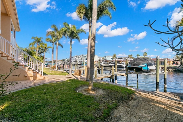 dock area featuring a water view