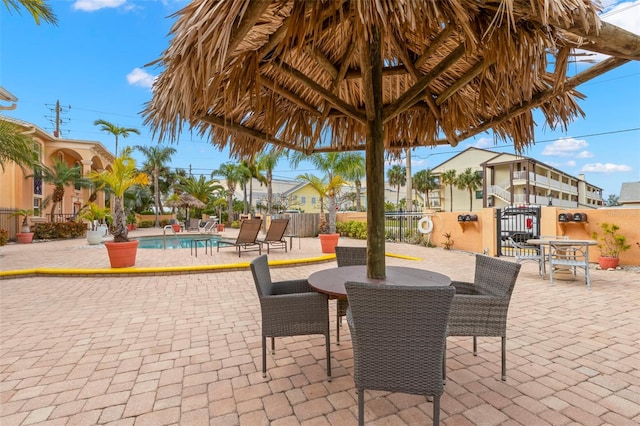 view of patio / terrace with fence and outdoor dining area