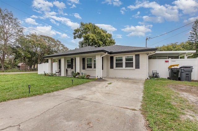 view of front of home with a front lawn