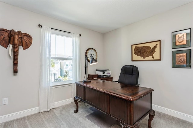 office area with light colored carpet