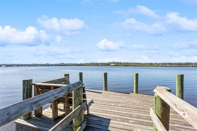 dock area featuring a water view