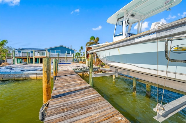 view of dock featuring a water view