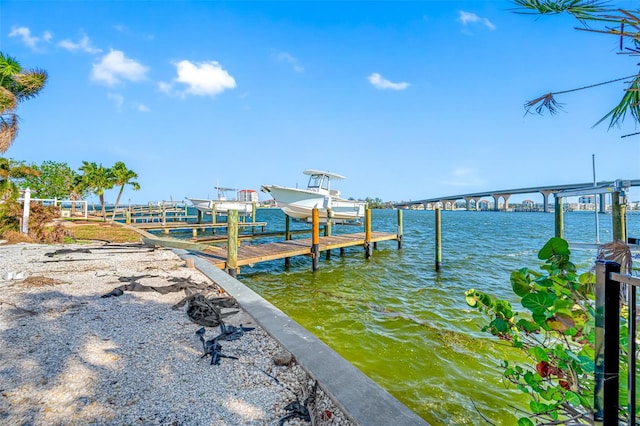 dock area with a water view