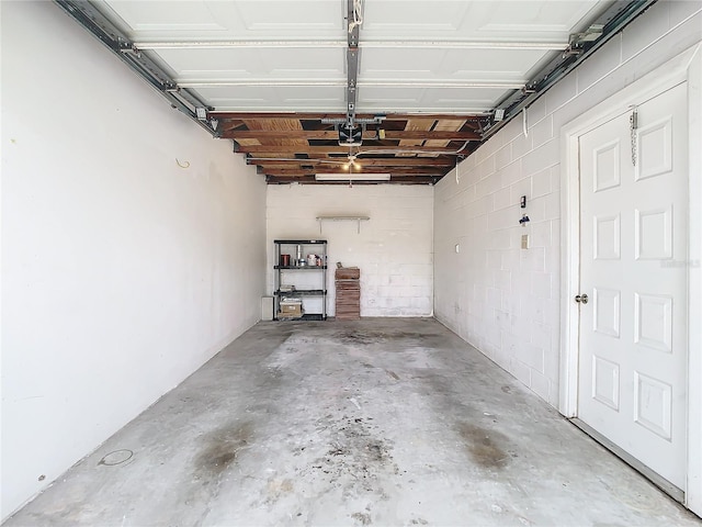 garage with a garage door opener