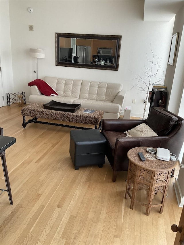 living room with light hardwood / wood-style flooring