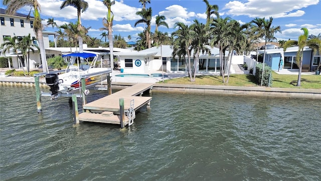 view of dock featuring a water view