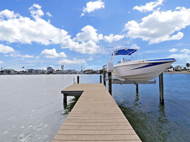 view of dock featuring a water view