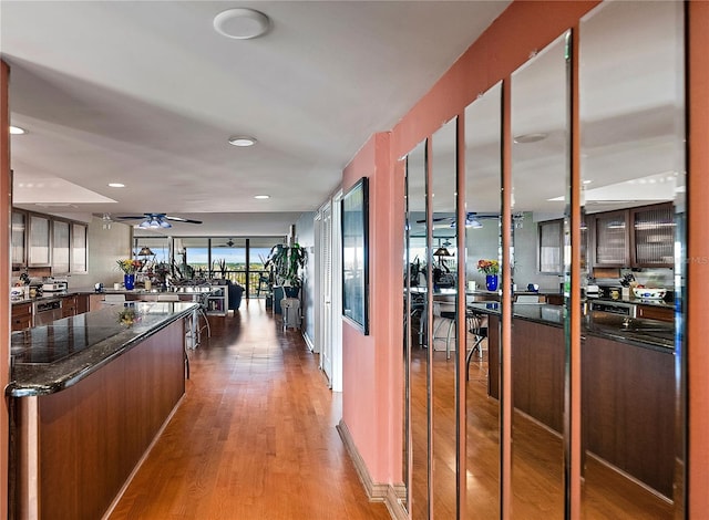 corridor featuring light hardwood / wood-style floors