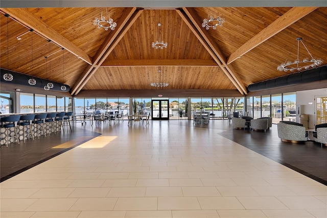 lobby featuring a water view