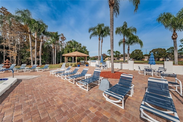 view of patio / terrace featuring a gazebo