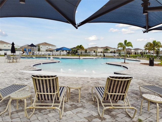 view of pool featuring a patio area