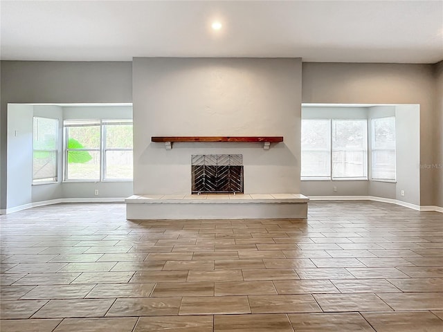 unfurnished living room featuring light hardwood / wood-style floors